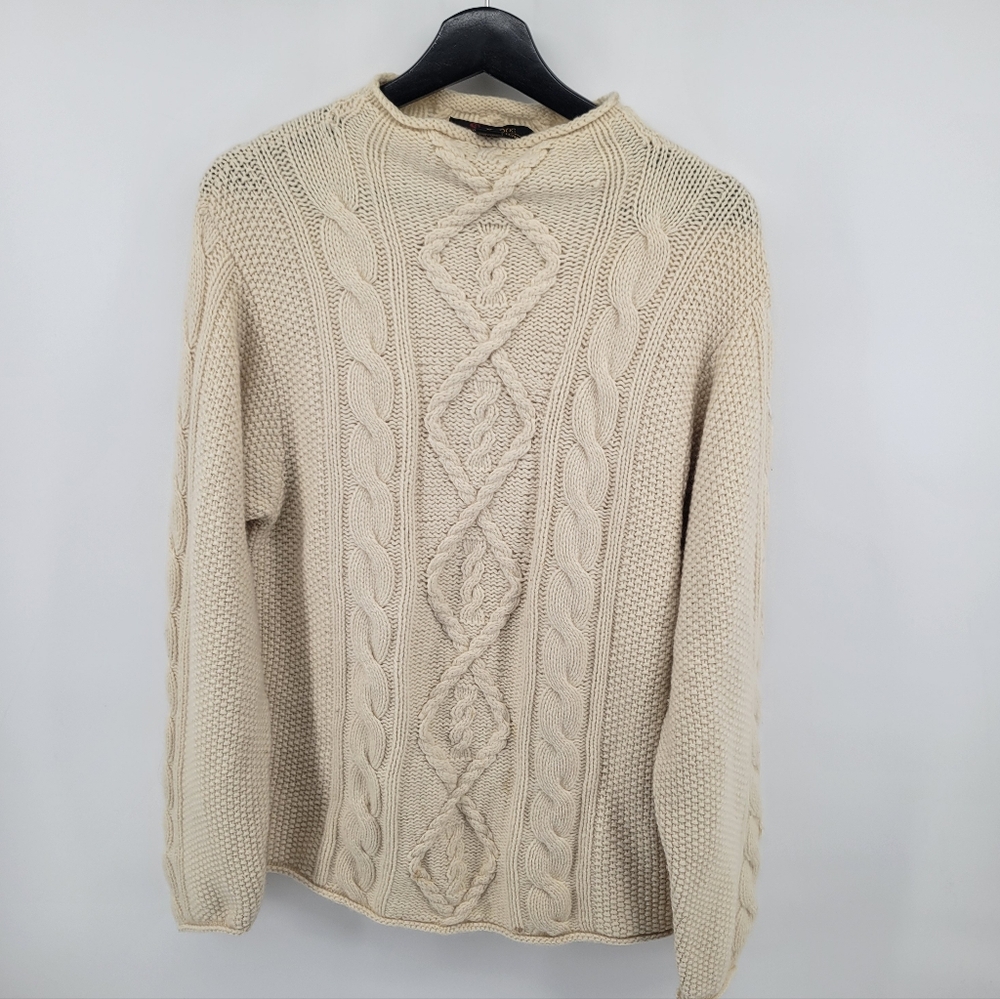 Erdos Cashmere Women's Cream Cable Knit Sweater Size Large